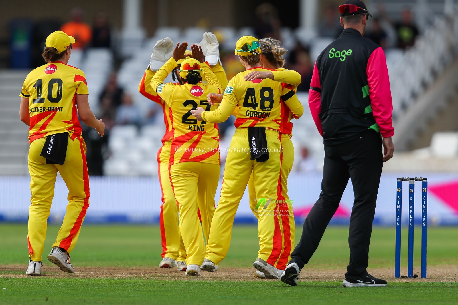Trent Rockets celebrates after the dismissal of Cordelia Griffith of London Spirit during the The Hundred match Trent Rockets Women vs London Spirit Women at Trent Bridge, Nottingham, United Kingdom, 7th August 2024

(Photo by Izzy Poles/News Images)