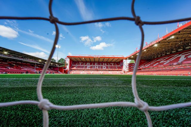 A general view of the pitch and stands during the Premier League match Nottingham Forest vs Burnley at City Ground, Nottingham, United Kingdom on 19 April 2026

(Photo by Maynard Manyowa/News Images)