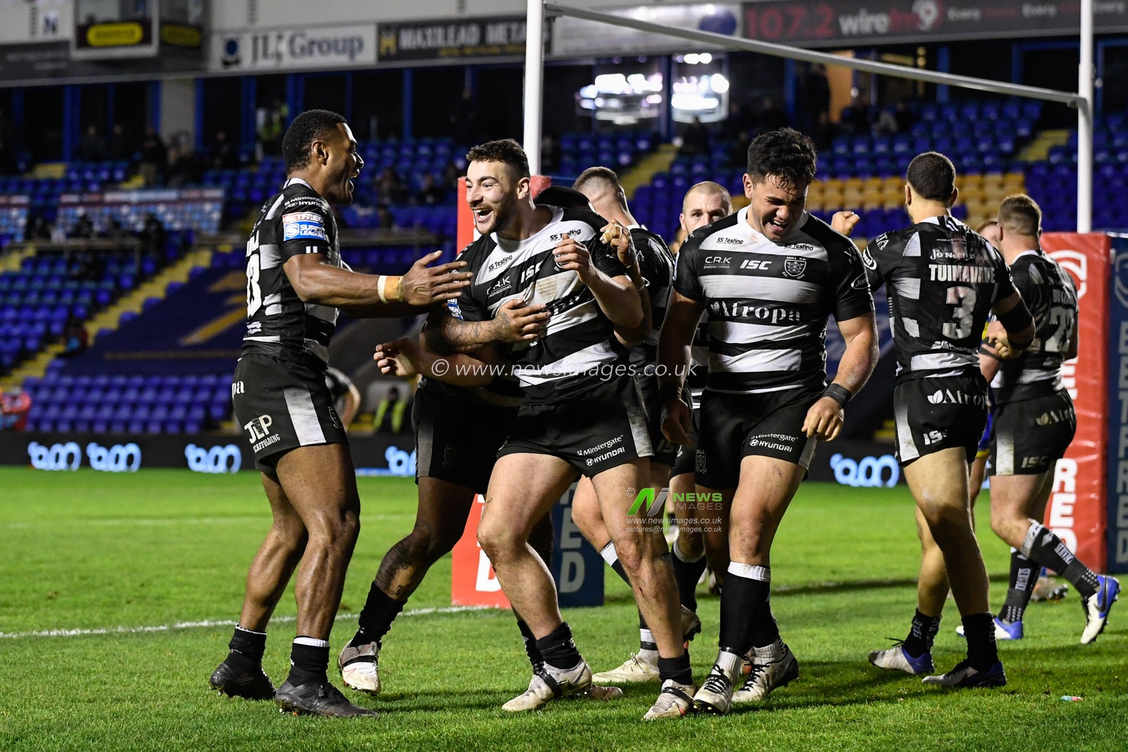 CELEBRATION Jake Connor #6 of Hull FC celebrates his try to make it 14-25