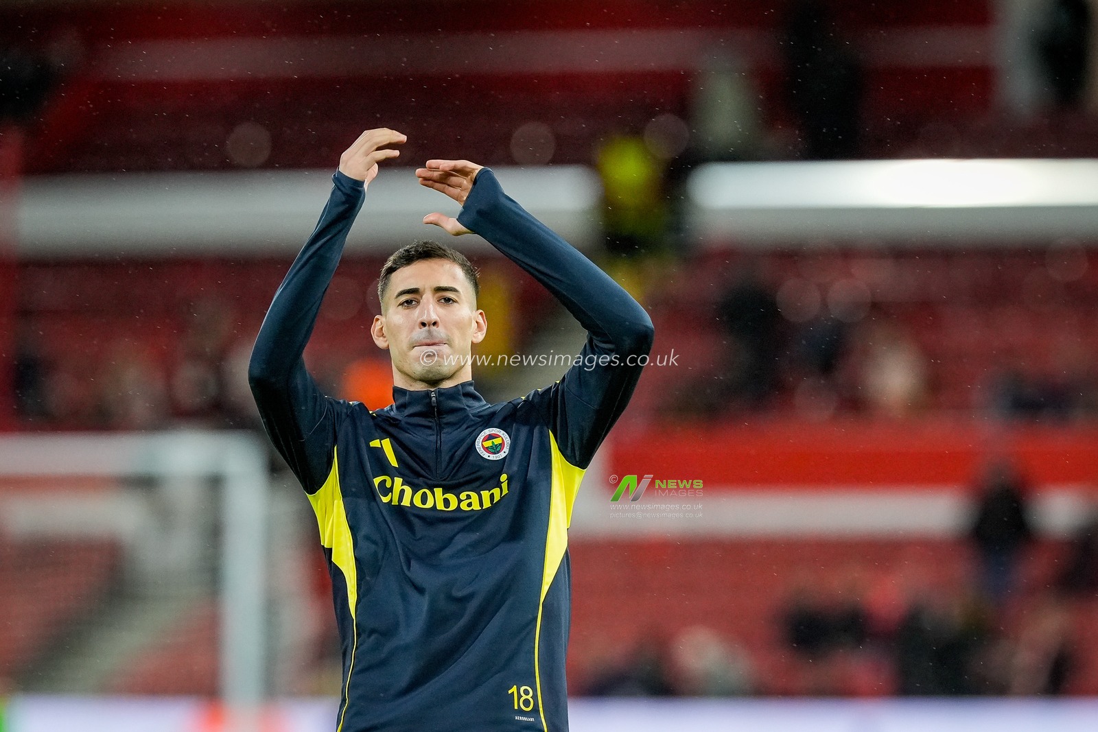 Mert Muldur of Fenerbahce in the pregame warmup session  during the UEFA Europa League 
Knockout Round Play-offs match Nottingham Forest vs Fenerbahce at City Ground, Nottingham, United Kingdom on 26 February 2026

(Photo by Maynard Manyowa/News Images)
