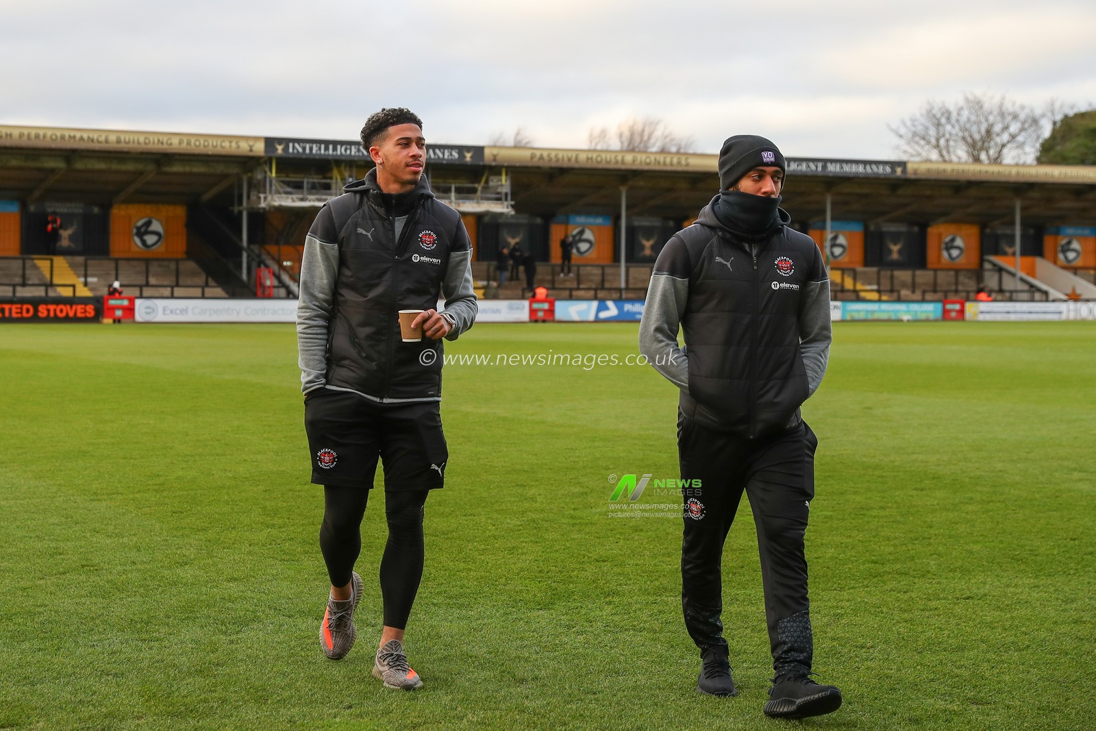 Jordan Lawrence-Gabriel #4 of Blackpool and Dominic Thompson #23 of Blackpool arrive ahead of the Sky Bet League 1 match Cambridge United vs Blackpool at Abbey Stadium, Cambridge, United Kingdom, 16th December 2023

(Photo by Gareth Evans/News Images)