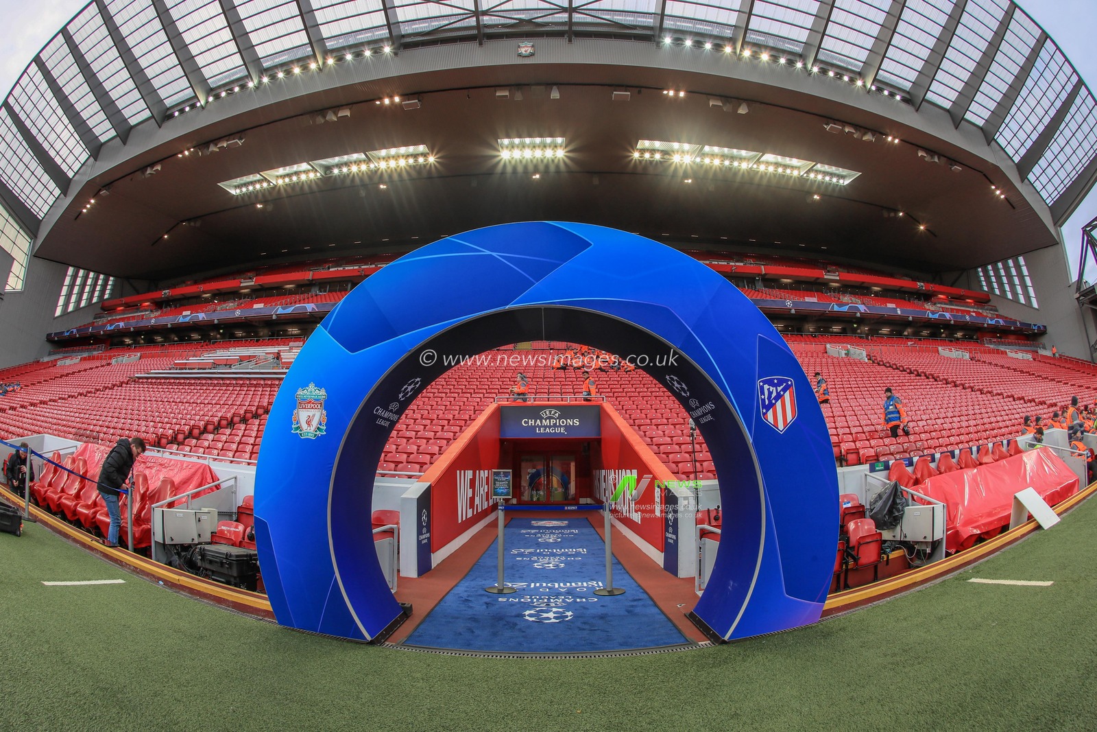 11th March 2020, Anfield, Liverpool, England; UEFA Champions League, Round of 16 Leg 2 of 2, Liverpool v Atletico Madrid : A view of the Champions League donut at the entrance to the tunnel