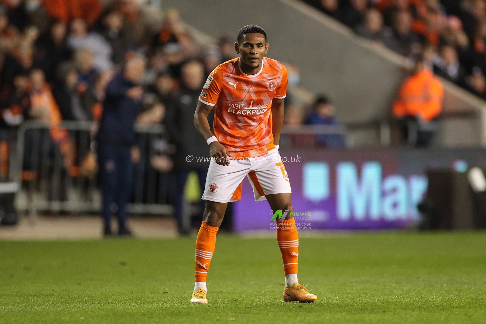 Demetri Mitchell #15 Of Blackpool during the game