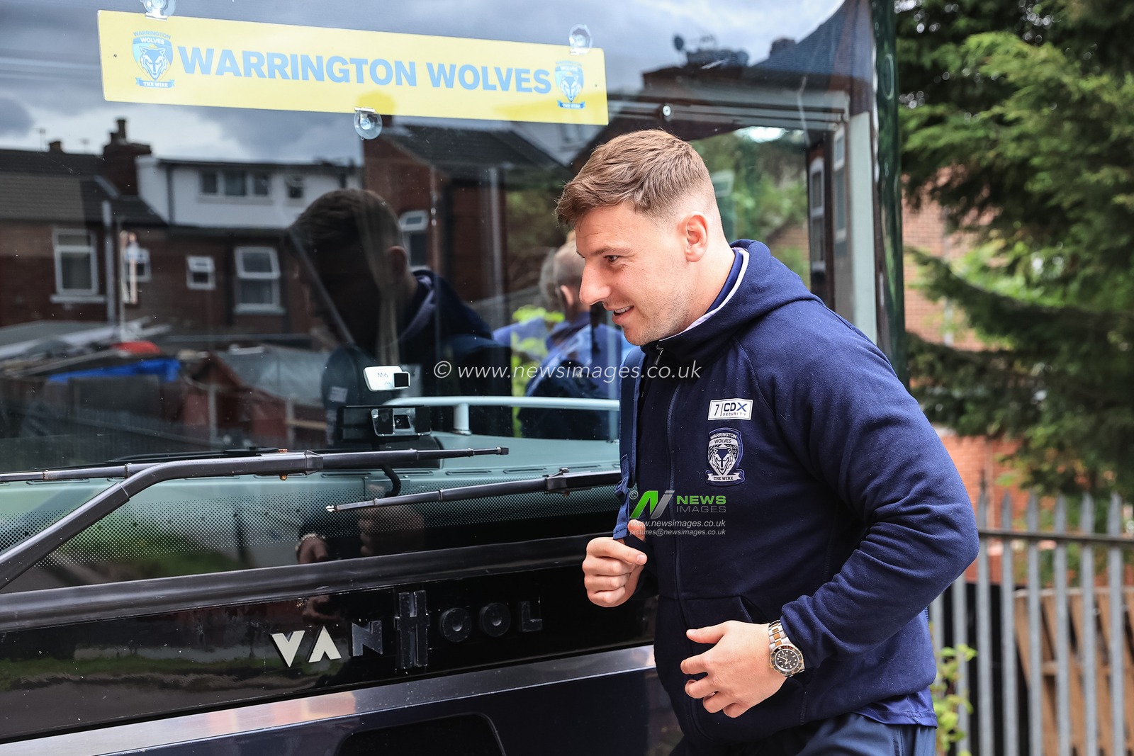 George Williams #7 of Warrington Wolves arrives at The Be Well Support Stadium