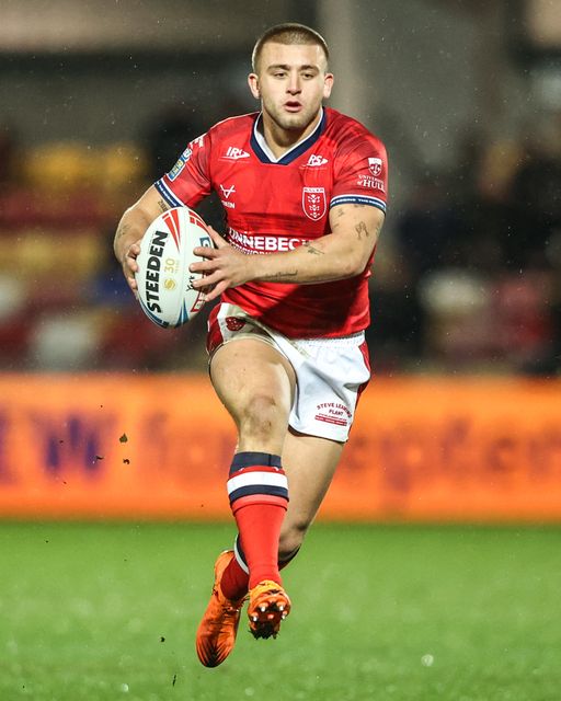 Mikey Lewis of Hull KR breaks with the ball during the Betfred Super League Round 1 match York Knights vs Hull KR at LNER Community Stadium, Lincoln, United Kingdom on 12 February 2026

(Photo by Alfie Cosgrove/News Images)