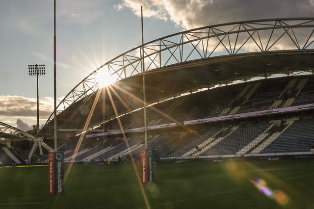A general view of The Accu Stadium during the Betfred Super League Round 25 match Huddersfield Giants vs Leeds Rhinos at Accu Stadium, Huddersfield, United Kingdom, 4th September 2025

(Photo by Mark Cosgrove/News Images)