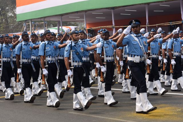 Indian Air Force march ahead the final rehearsal for the upcoming Republic Day parade in Kolkata, India, on January 24, 2025..Pictures by Debajyoti Chakraborty.(Photo: Debajyoti Chakraborty/News Images)