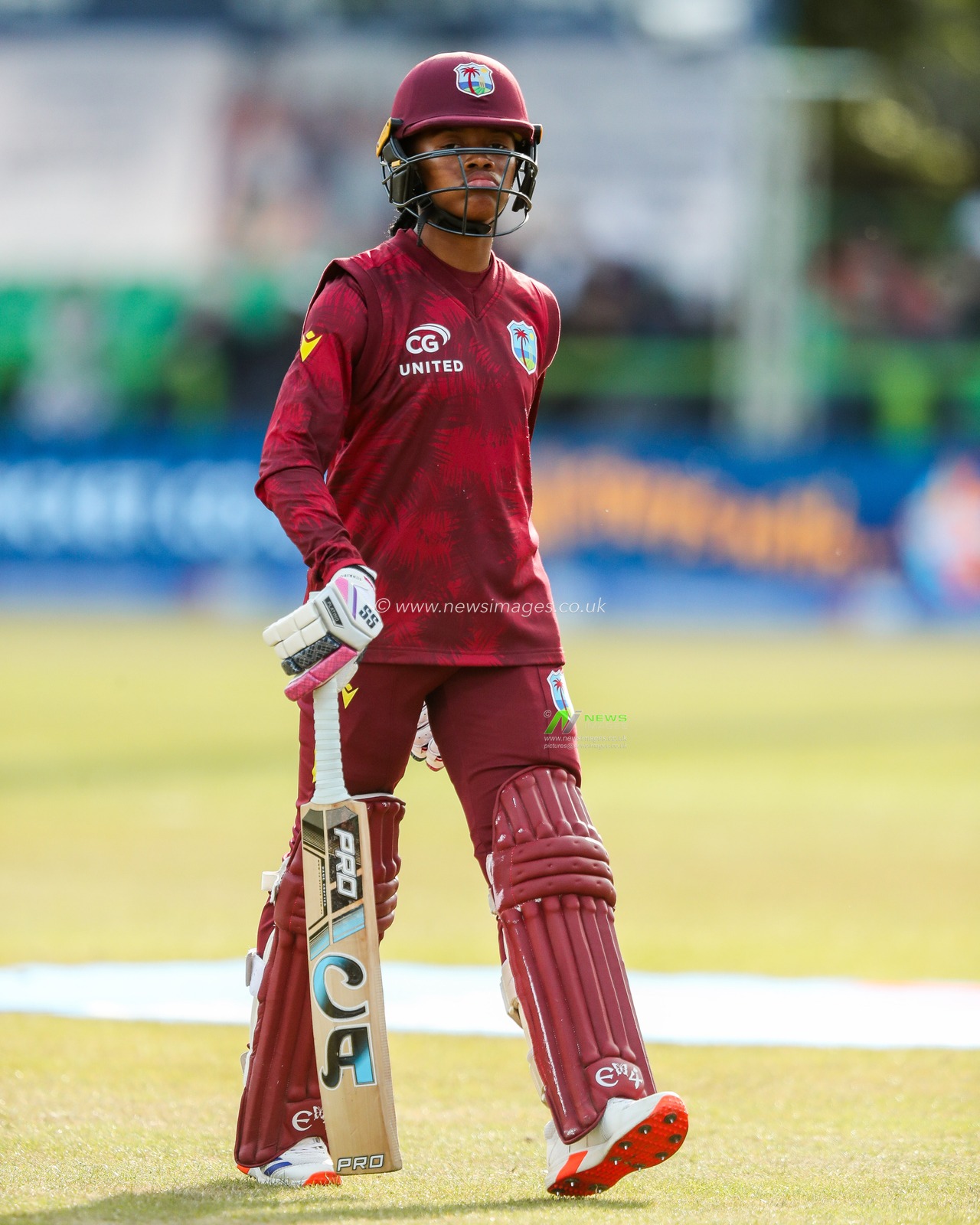 Realeanna Grimmond of West Indies Women looks dejected following her dismissal during the 2nd Metro Bank ODI Day International England Women v West Indies Women at Uptonsteel County Ground, Leicester, United Kingdom, 4th June 2025

(Photo by Izzy Poles/News Images)