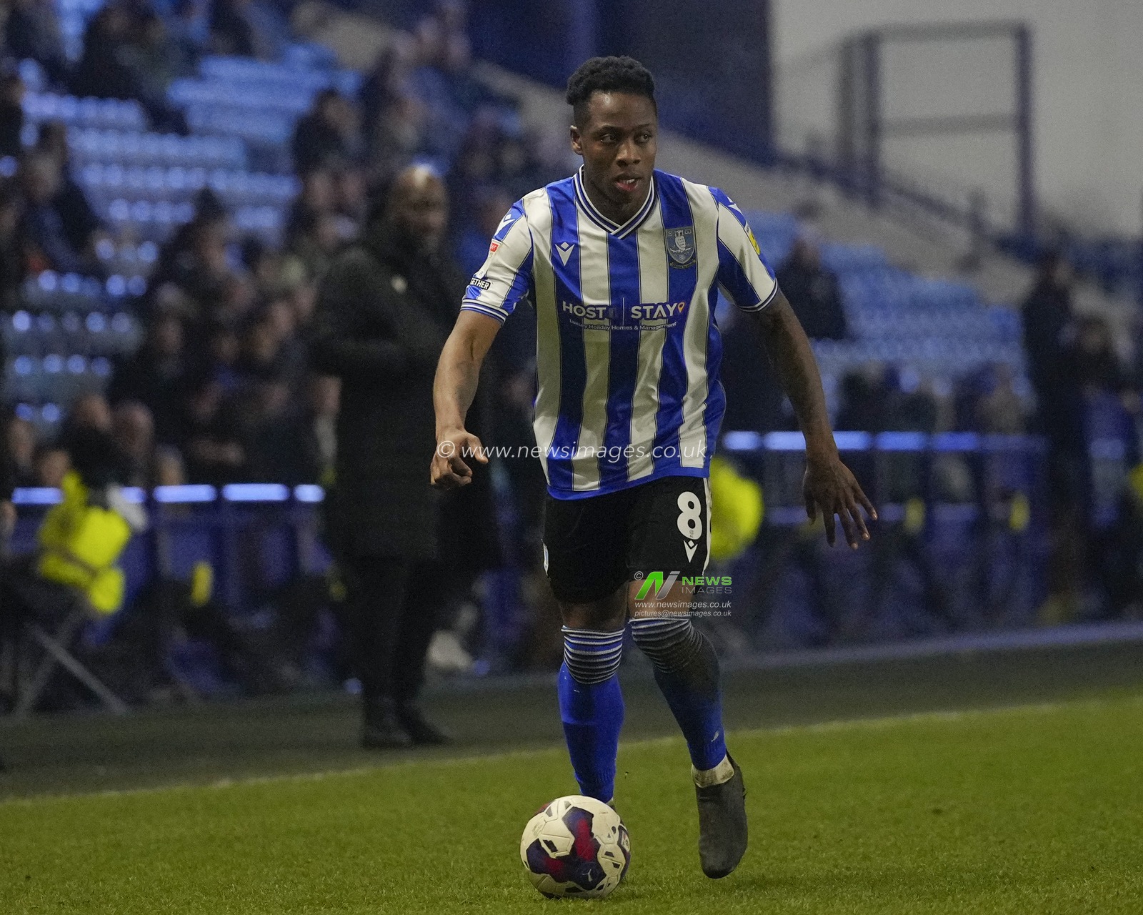Dennis Adeniran #8 of Sheffield Wednesday during the Sky Bet League 1 match Sheffield Wednesday vs Morecambe at Hillsborough, Sheffield, United Kingdom, 14th February 2023

(Photo by Steve Flynn/News Images)