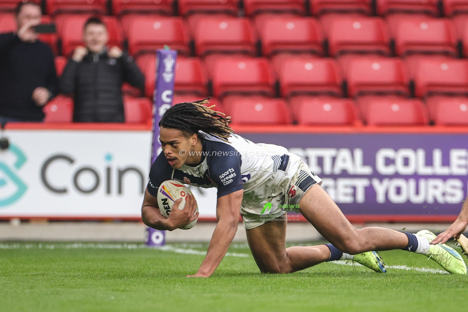 Dom Young of England goes over for his fourth they during the Rugby League World Cup 2021 match England vs Greece at Bramall Lane, Sheffield, United Kingdom, 29th October 2022

(Photo by Mark Cosgrove/News Images)