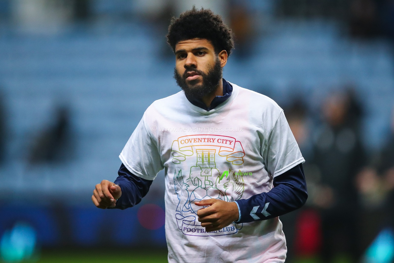 Ellis Simms of Coventry City during the pre-game warm up ahead of the Sky Bet Championship match Coventry City vs Preston North End at Coventry Building Society Arena, Coventry, United Kingdom, 23rd February 2024

(Photo by Gareth Evans/News Images)