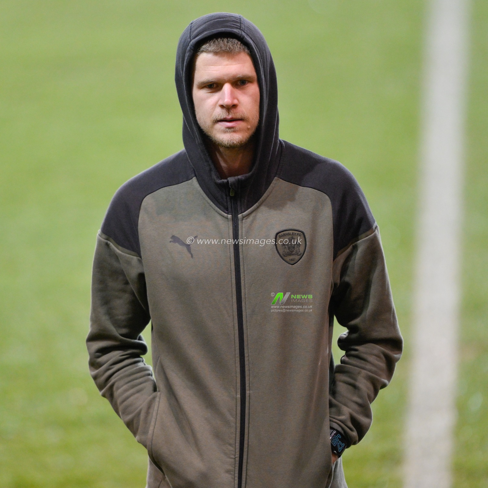 Sam Cosgrove #9 of Barnsley inspects the pitch ahead of the match, during the Bristol Street Motors Trophy match Blackpool vs Barnsley at Bloomfield Road, Blackpool, United Kingdom, 5th December 2023

(Photo by Cody Froggatt/News Images)