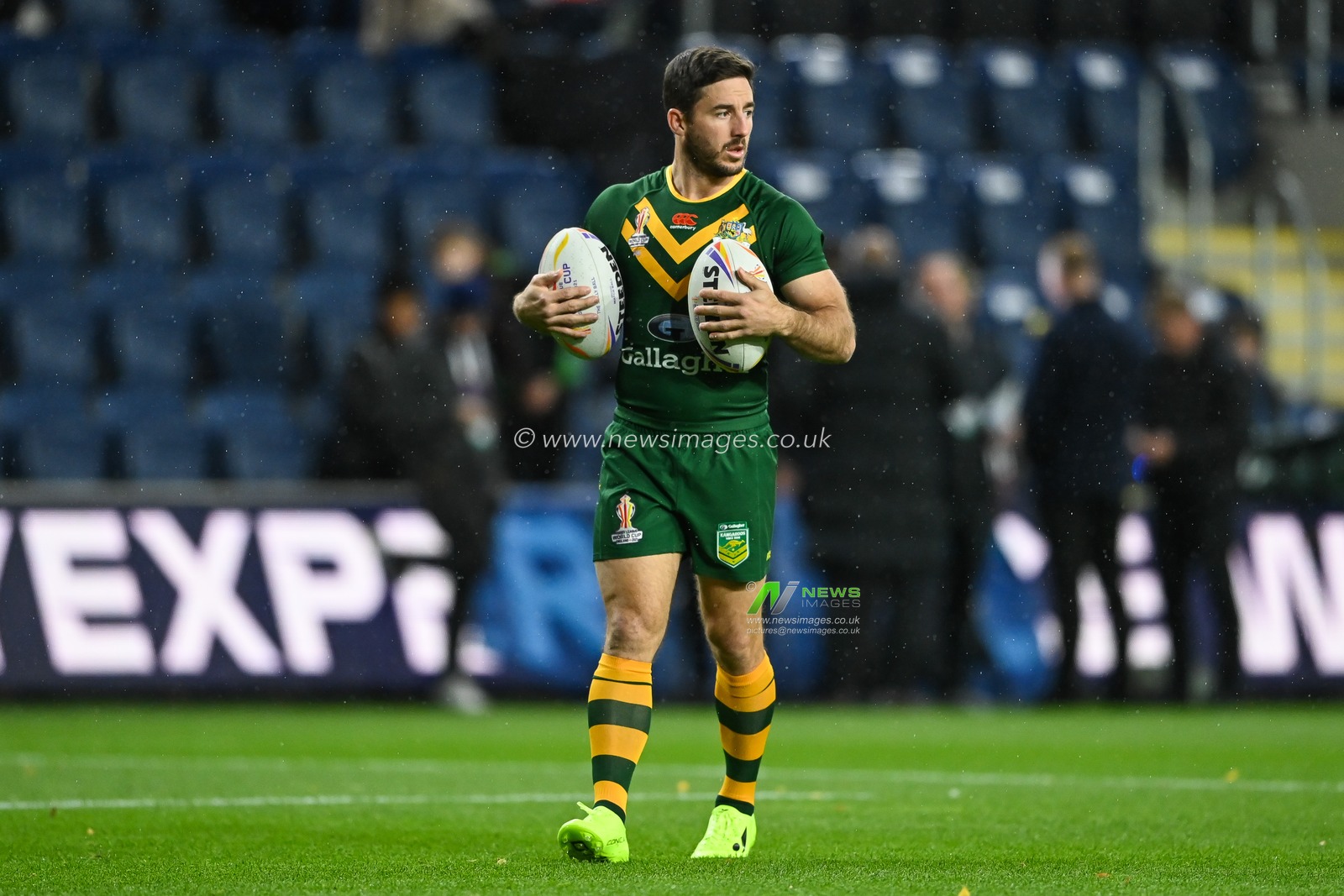 Ben Hunt of Australia during pre match warm up ahead of the Rugby League World Cup 2021 match Australia vs Fiji at Headingley Stadium, Leeds, United Kingdom, 15th October 2022

(Photo by Craig Thomas/News Images)
