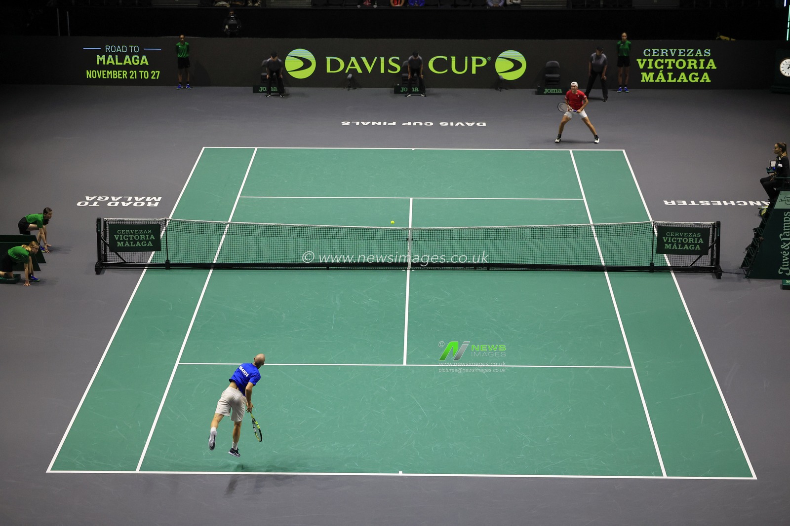 The match between Dominic Stricker (SUI) and Adrian Mannarino (FRA) during the Davis Cup match France vs Switzerland at Manchester AO Arena, Manchester, United Kingdom, 12th September 2023

(Photo by Conor Molloy/News Images)