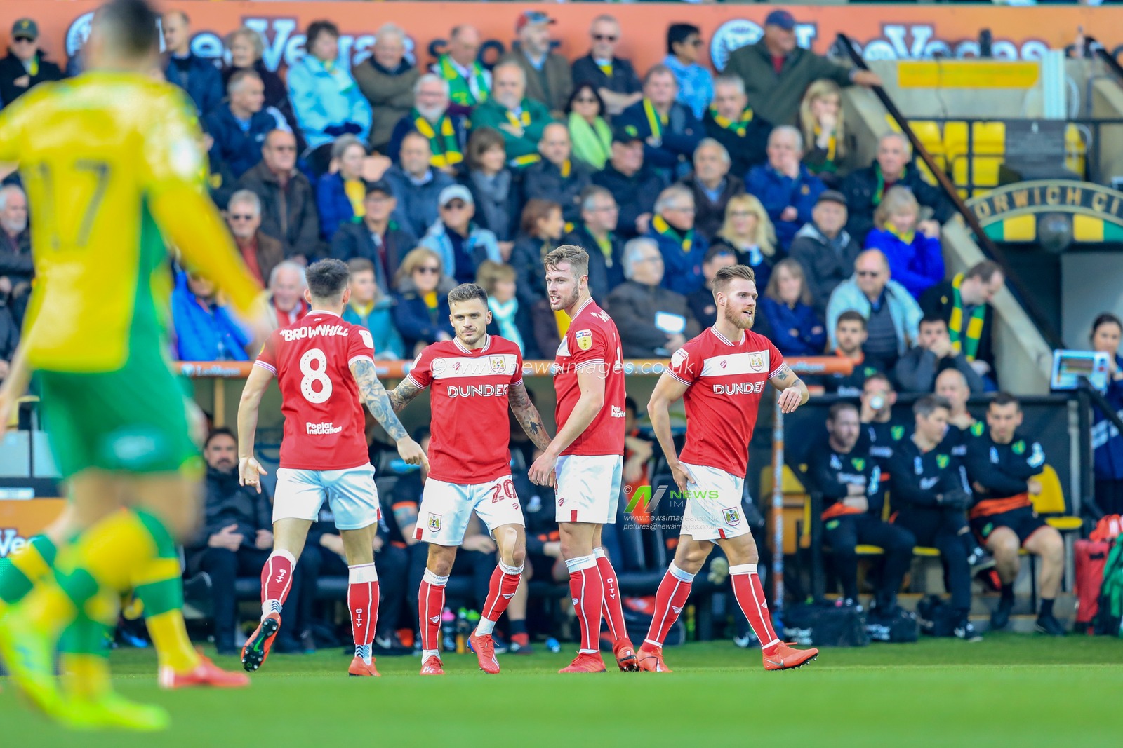 23rd February 2019, Carrow Road, Norfolk, England; Sky Bet Championship, Norwich City vs Bristol City ;  Jamie Paterson (20) of Bristol City celebrates opening the scoring to make it 0-1.


Credit: Georgie Kerr/News Images

English Football League images are subject to DataCo Licence