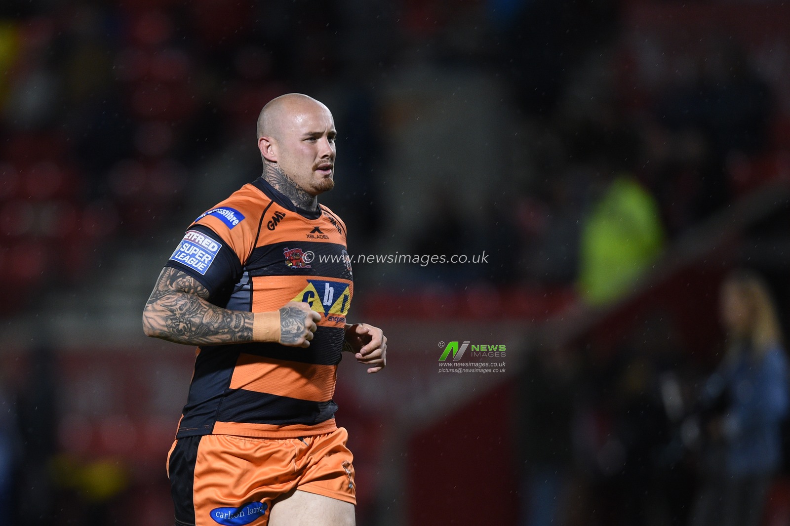 26th September 2019 ,  AJ Bell Stadium, Salford, England;  Betfred Super League Rugby, Round Eliminator 2, Salford Red Devils vs Castleford Tigers ; Nathan Massey (14) of Castleford Tigers during the warm up

Credit: Richard Long/News Images
