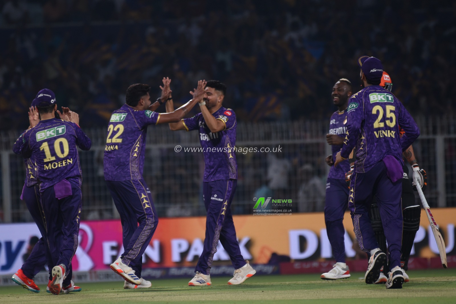 Kolkata Knight Riders' Harshit Rana celebrates during the Indian Premier League cricket match between Kolkata Knight Riders and Sunrisers Hyderabad at Eden Gardens in Kolkata, India, Thursday, April 3, 2025. Photo by Debajyoti Chakraborty.(Photo: Debajyoti Chakraborty/News Images)