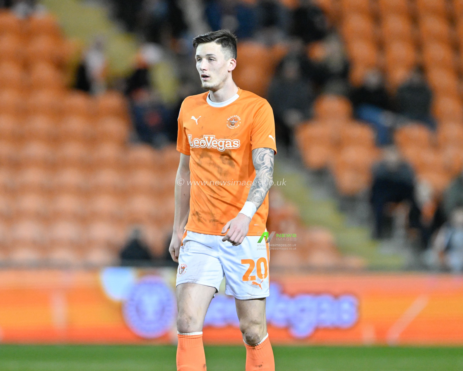 Oliver Casey of Blackpool, during the Bristol Street Motors Trophy Quarter Final match Blackpool vs Bolton Wanderers at Bloomfield Road, Blackpool, United Kingdom, 30th January 2024

(Photo by Cody Froggatt/News Images)