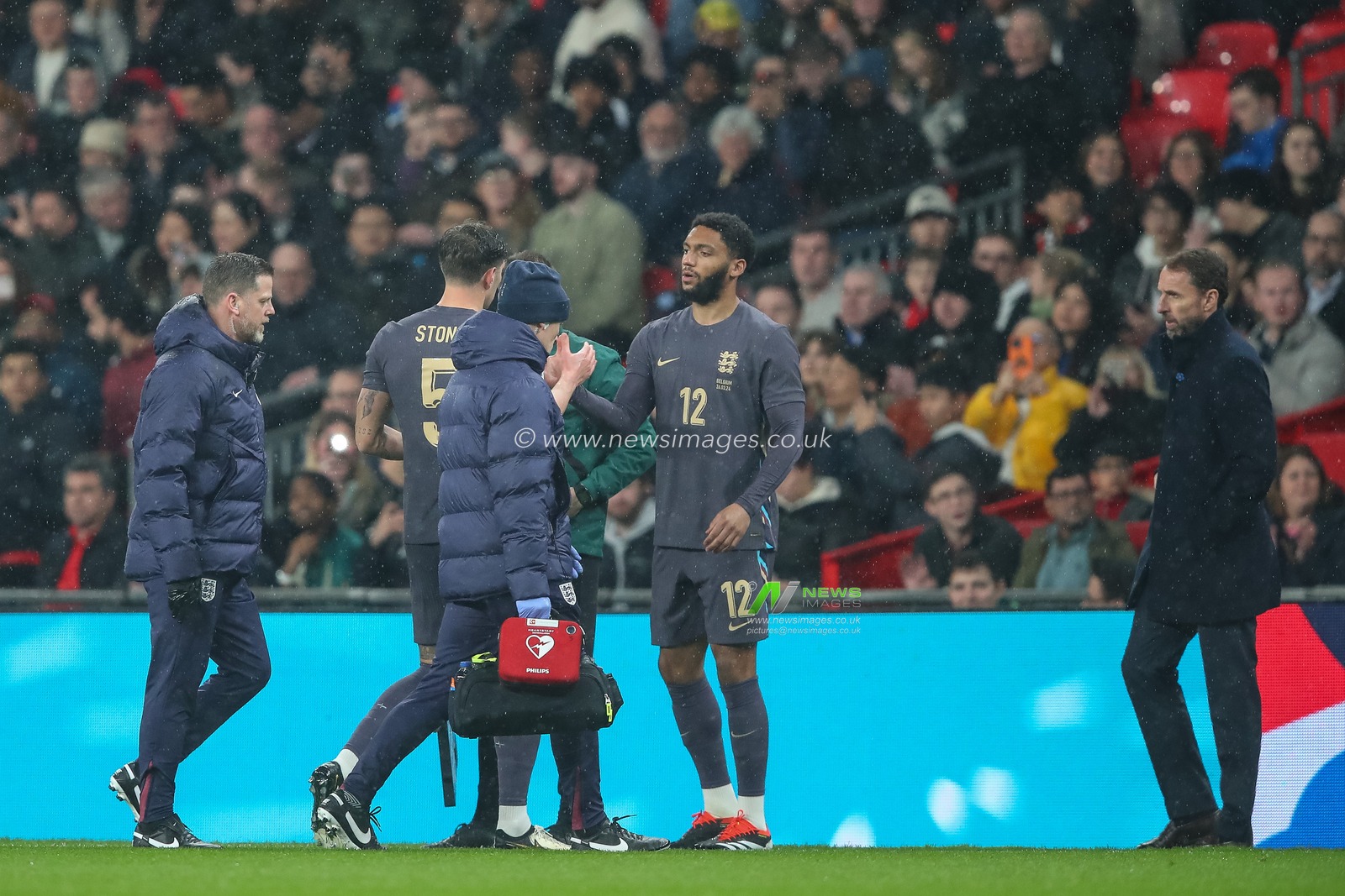 John Stones of England is substituted for Joe Gomez of England during the International Friendly match England vs Belgium at Wembley Stadium, London, United Kingdom, 26th March 2024

(Photo by Gareth Evans/News Images)