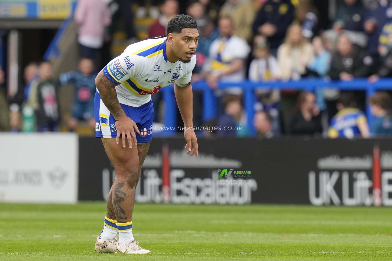 Tom Mikaele #18 of Warrington Wolves making his final appearance for the Wire during the Betfred Super League Round 7 match Warrington Wolves vs Hull FC at Halliwell Jones Stadium, Warrington, United Kingdom, 1st April 2023

(Photo by Steve Flynn/News Images)