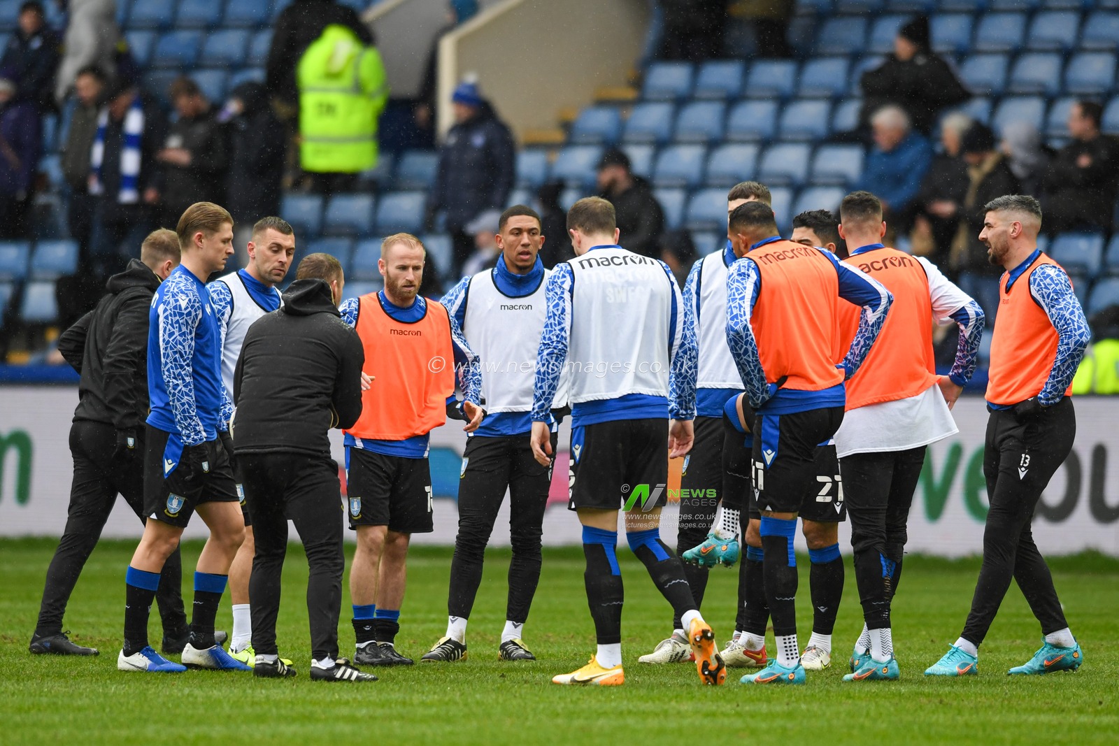 The Sheffield Wednesday players begin their warm up
