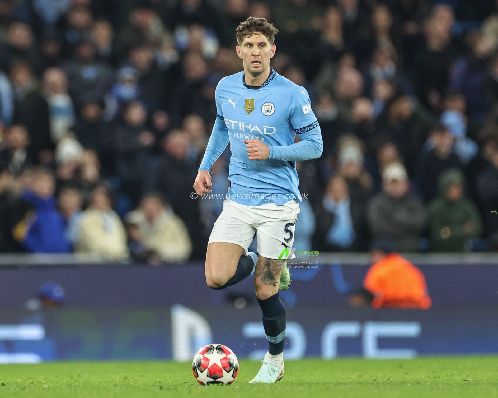 John Stones of Manchester City during the UEFA Champions League Matchday 8 of 8 Manchester City vs Club Brugge at Etihad Stadium, Manchester, United Kingdom, 29th January 2025

(Photo by Mark Cosgrove/News Images)