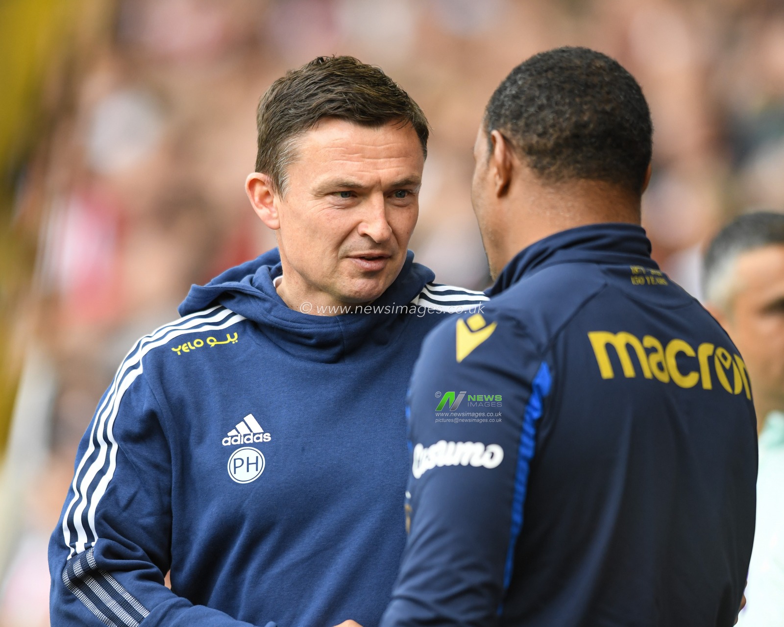 Paul Heckingbottom manager of Sheffield United greets Paul Ince interim manager of Reading before the game
