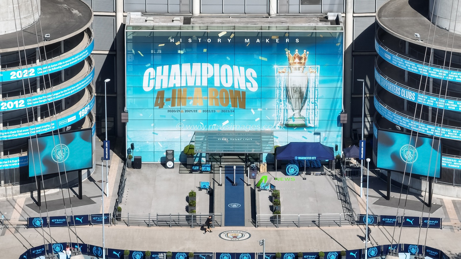 An aerial view of the players entrance during the Premier League match Manchester City vs Wolverhampton Wanderers at Etihad Stadium, Manchester, United Kingdom, 2nd May 2025

(Photo by Mark Cosgrove/News Images)