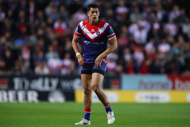 Isaiah Vagana of Wakefield Trinity during the Betfred Super League  Round 7 match St Helens vs Wakefield Trinity at Totally Wicked Stadium, St Helens, United Kingdom, 11th April 2025

(Photo by Gareth Evans/News Images)