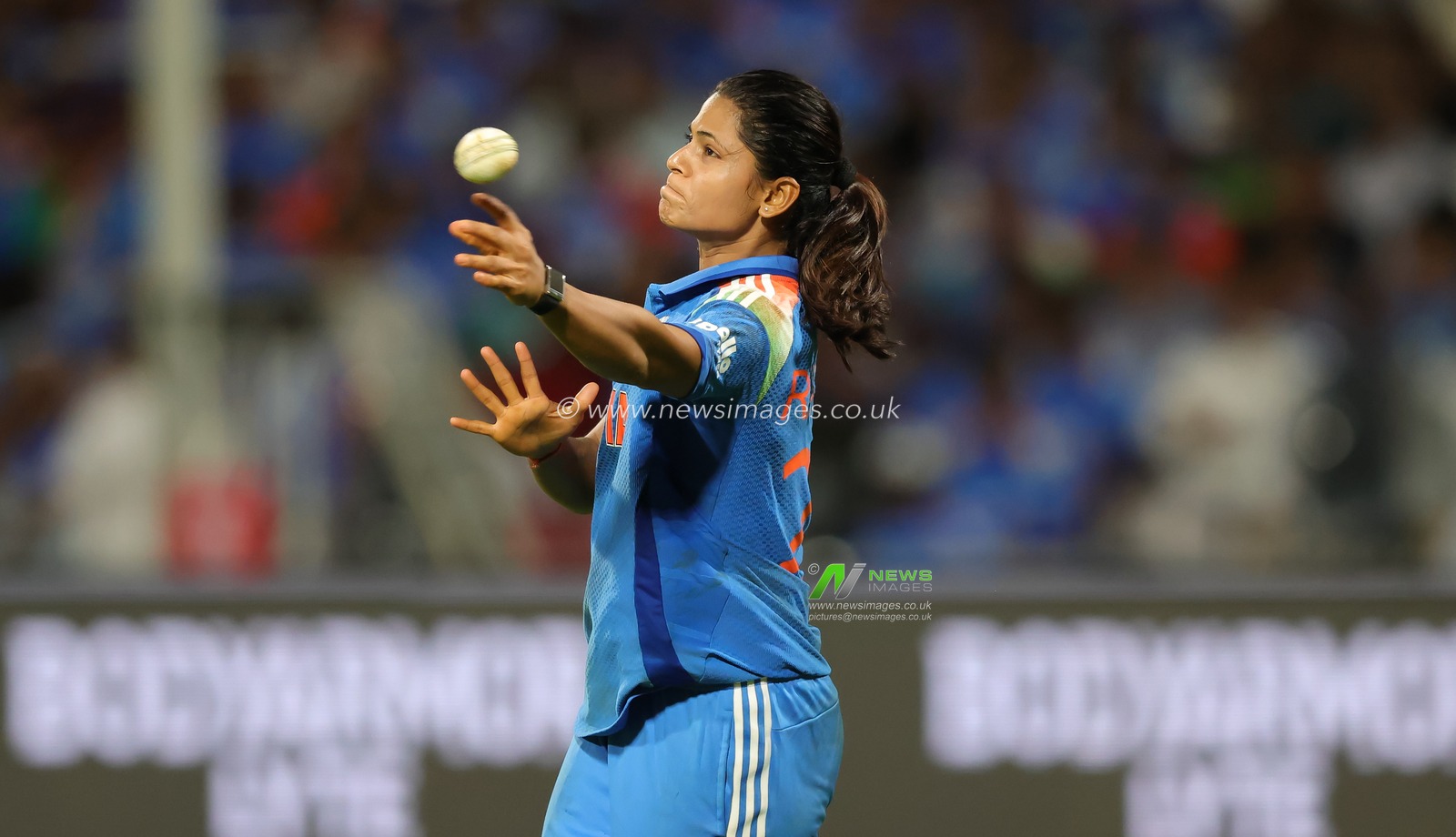 Radha Yadav of India during the ICC Women's ODI Cricket World Cup Final 2025 session India Women vs South Africa Women at Dr. D.Y. Patil Sports Academy, Navi Mumbai, India, 2nd November 2025

(Photo by Shubhajit Roy Karmakar/News Images)