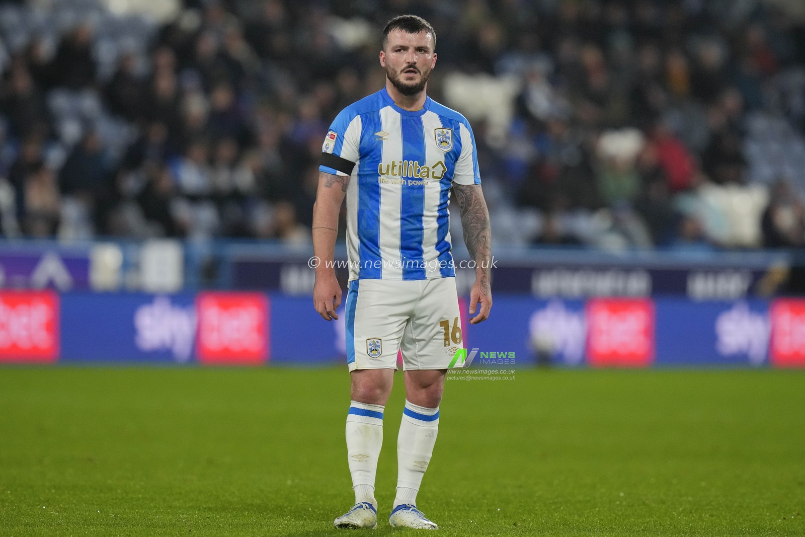Tom Edwards #16 of Huddersfield Town during the Sky Bet Championship match Huddersfield Town vs Cardiff City at John Smith's Stadium, Huddersfield, United Kingdom, 24th October 2023

(Photo by Steve Flynn/News Images)
