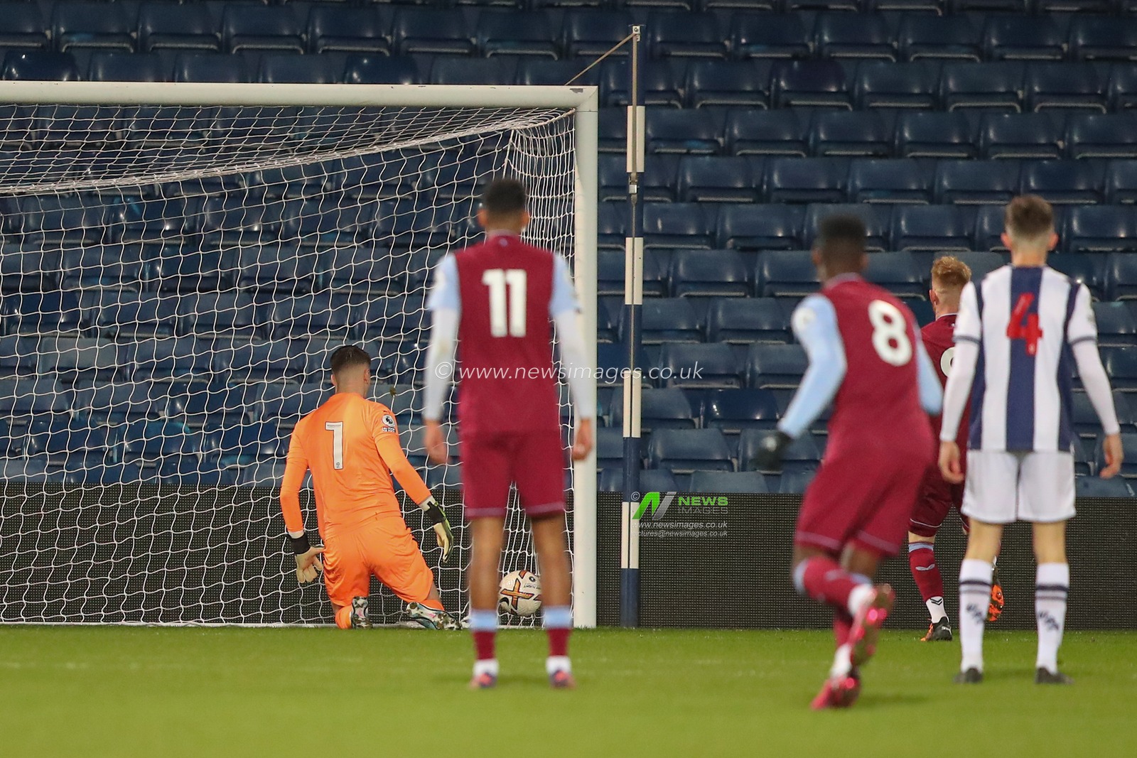 Josh Griffiths #38 of West Bromwich Albion drops the ball into his own net during the Premier League 2 U23 match West Bromwich Albion U23 vs Aston Villa U23 at The Hawthorns, West Bromwich, United Kingdom, 27th January 2023

(Photo by Gareth Evans/News Images)
