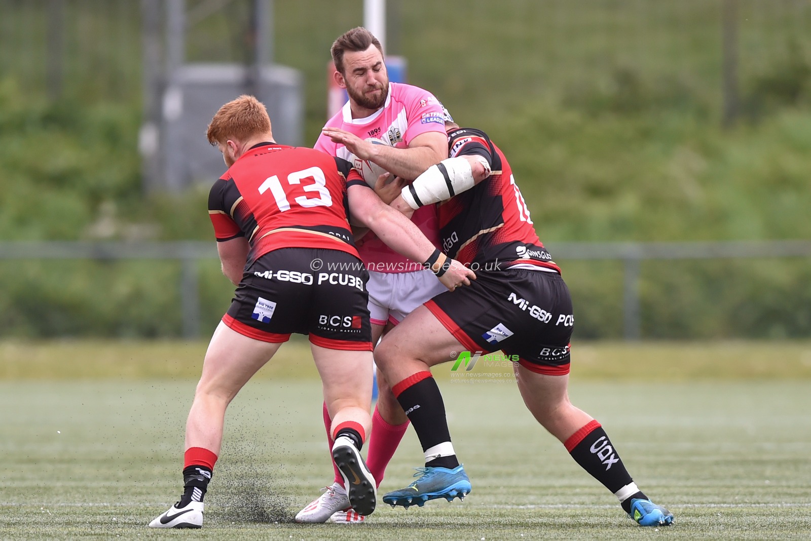 Chris Barratt of North Wales Crusaders in the tackle