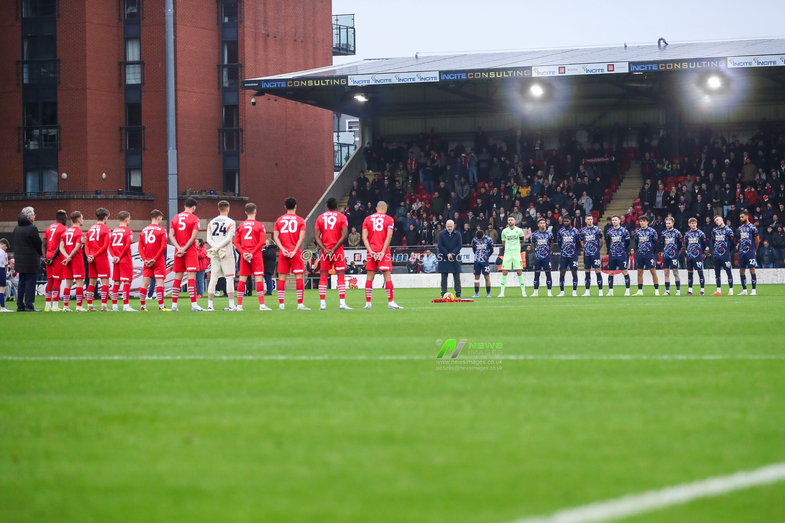 Players, match officials and fans take part in a minutes silence prior to the Sky Bet League 1 match Leyton Orient vs Blackpool at Gaughan Group Stadium, London, United Kingdom, 9th November 2024

(Photo by Izzy Poles/News Images)