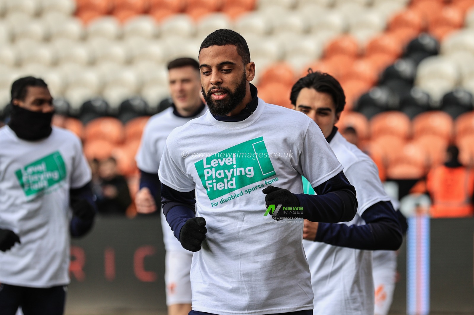 CJ Hamilton #22 of Blackpool during the pre-game warmup