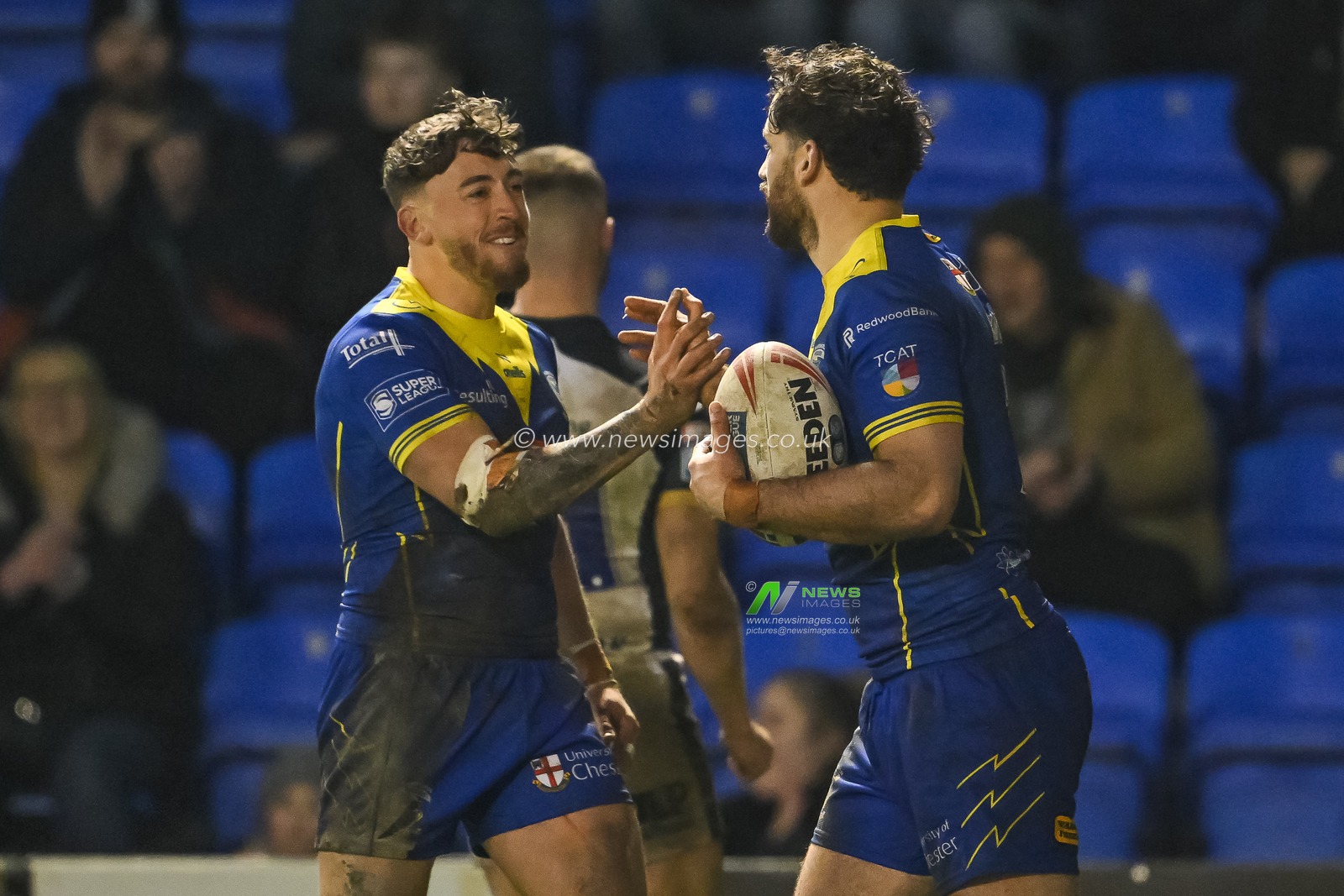 Toby King of Warrington Wolves celebrates his try during the Betfred Super League Round 2 match Warrington Wolves vs Hull FC at Halliwell Jones Stadium, Warrington, United Kingdom, 23rd February 2024

(Photo by Craig Thomas/News Images)