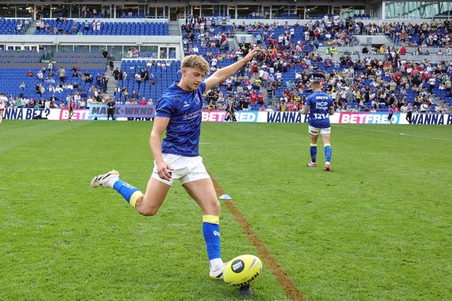 Ewan Irwin of Warrington Wolves in the pre-game warm up during the Betfred Super League Magic Weekend match Leigh Leopards vs Warrington Wolves at Hill Dickinson Stadium, Liverpool, United Kingdom on 04 July 2026

(Photo by Mark Cosgrove/News Images)