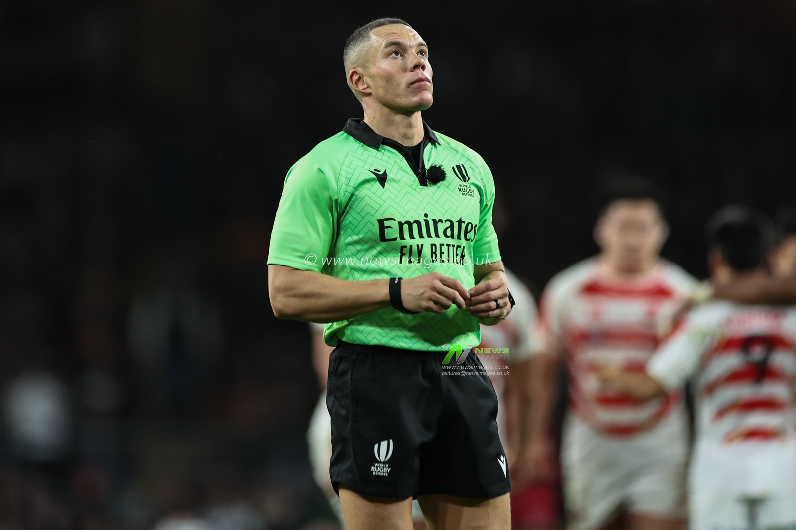 Referee Craig Evans looks up at the big screen during the Autumn Nations Series match England vs Japan at Allianz Stadium, Twickenham, United Kingdom, 24th November 2024

(Photo by Mark Cosgrove/News Images)