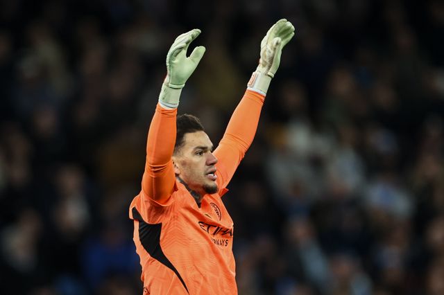 Ederson of Manchester City reacts during the UEFA Champions League match Manchester City vs Feyenoord at Etihad Stadium, Manchester, United Kingdom, 26th November 2024

(Photo by Mark Cosgrove/News Images)