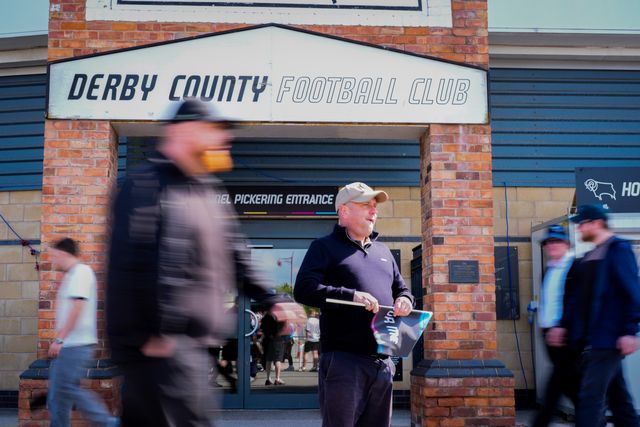 Fans interact outside the stadium prior to kick off during the Sky Bet Championship match Derby County vs Sheffield United at Pride Park Stadium, Derby, United Kingdom on 02 May 2026

(Photo by Maynard Manyowa/News Images)