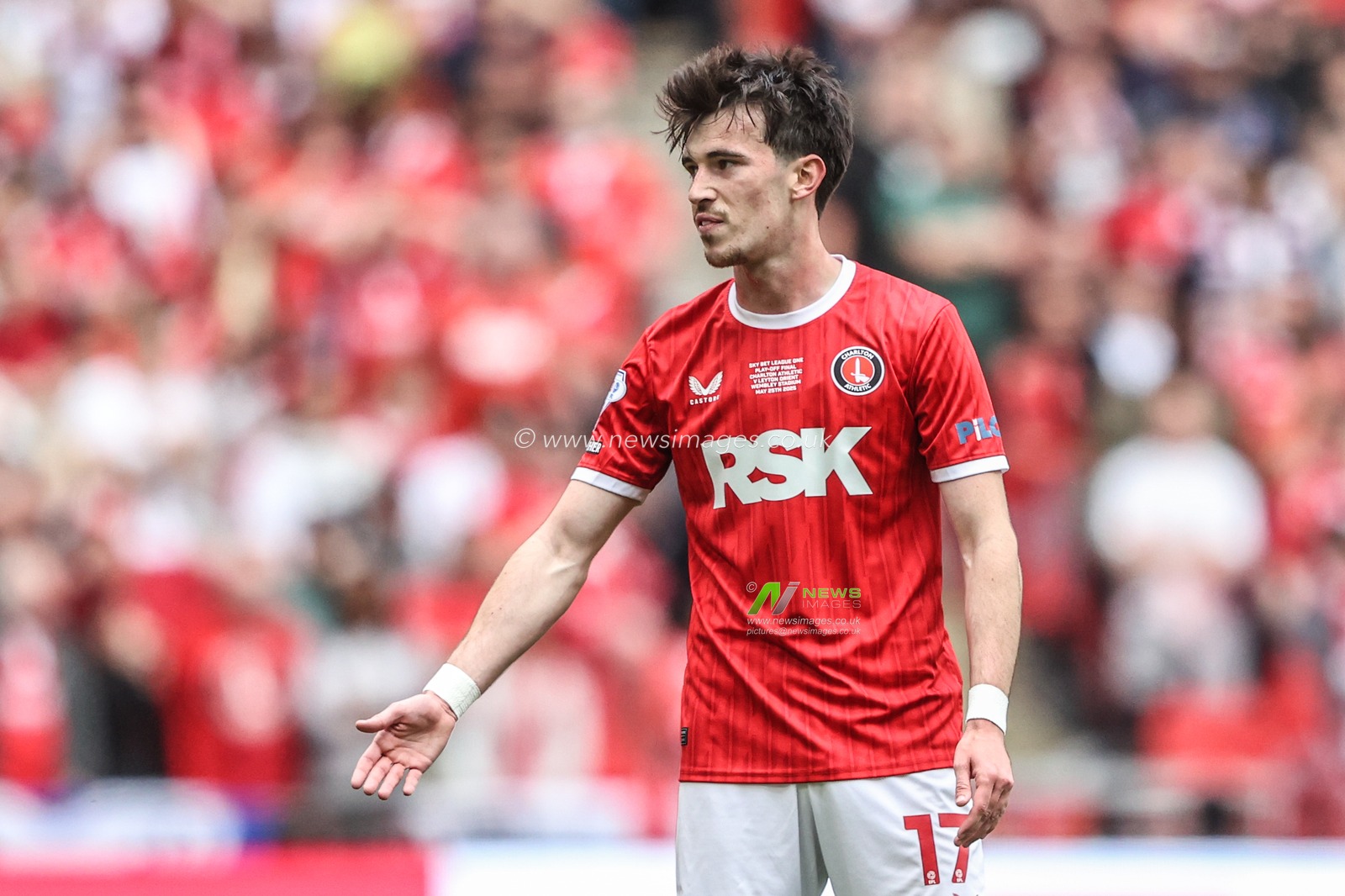 Alex Gilbert of Charlton Athletic reacts during the Sky Bet League 1 Playoff Final match Charlton Athletic vs Leyton Orient at Wembley Stadium, London, United Kingdom, 25th May 2025

(Photo by Alfie Cosgrove/News Images)