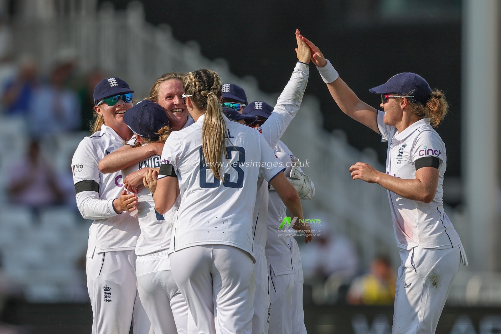 Lauren Filer of England celebrates the wicket of Ellyse Perry of Australia during the Metro Bank Women's Ashes 2023 match England vs Australia at Trent Bridge, Nottingham, United Kingdom, 22nd June 2023

(Photo by Mark Cosgrove/News Images)