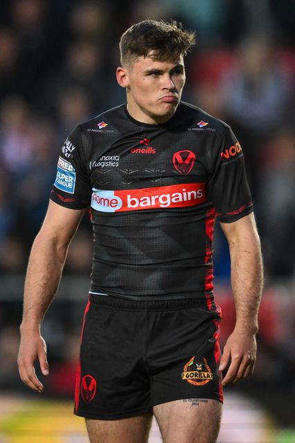 Jack Welsby of St. Helens during the Betfred Super League Round 13 match St Helens vs Catalans Dragons at Totally Wicked Stadium, St Helens, United Kingdom, 31st May 2024

(Photo by Craig Thomas/News Images)
