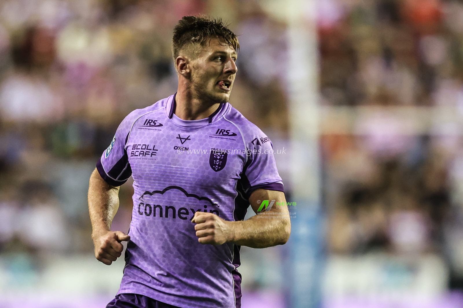 Tom Davies of Hull KR during the Betfred Super League round 22 match Wigan Warriors vs Hull KR at The Brick Community Stadium, Wigan, United Kingdom, 15th August 2025

(Photo by Alfie Cosgrove/News Images)