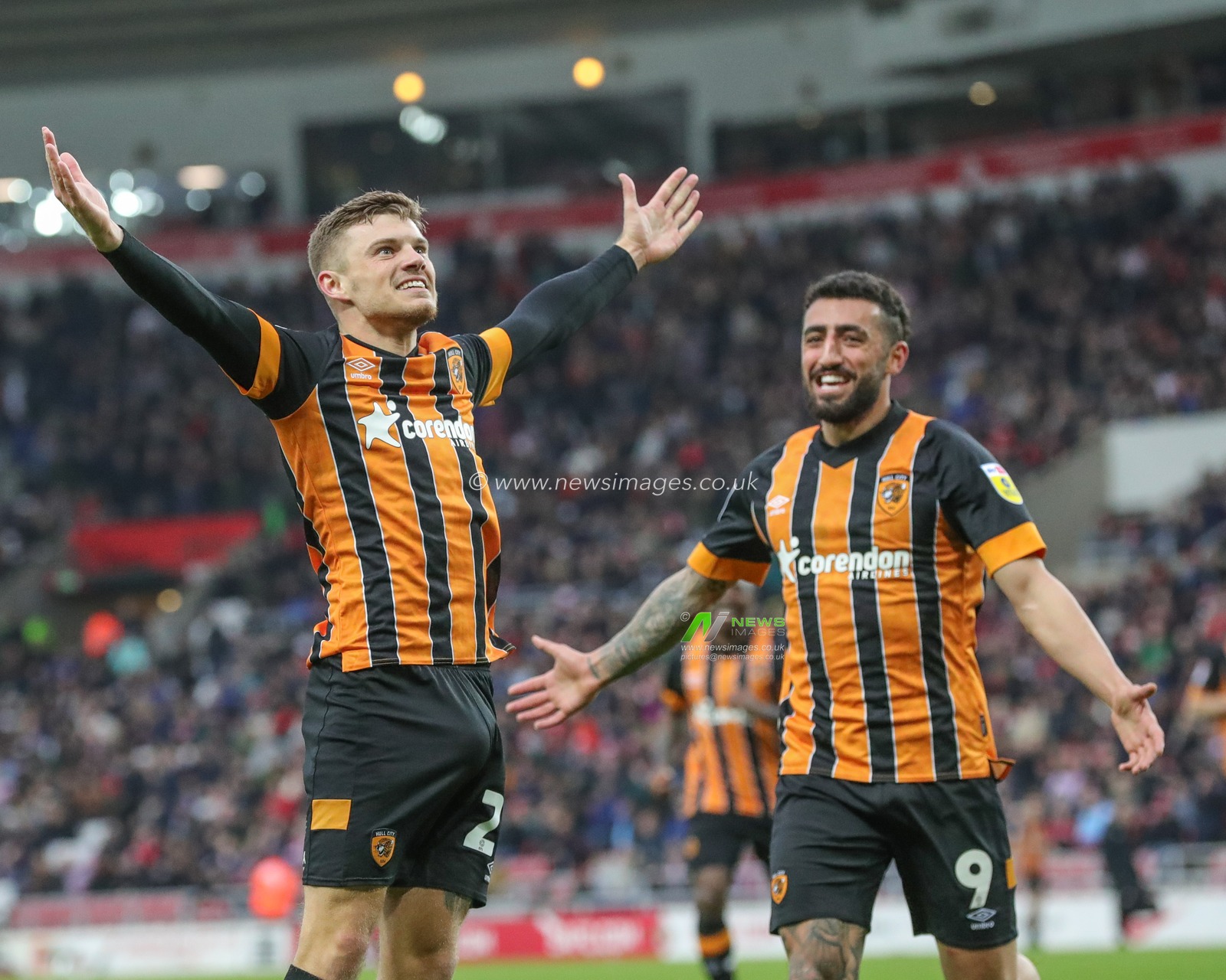 Regan Slater #27 of Hull City celebrates his goal to make it 2-3 during the Sky Bet Championship match Sunderland vs Hull City at Stadium Of Light, Sunderland, United Kingdom, 7th April 2023

(Photo by Alfie Cosgrove/News Images)