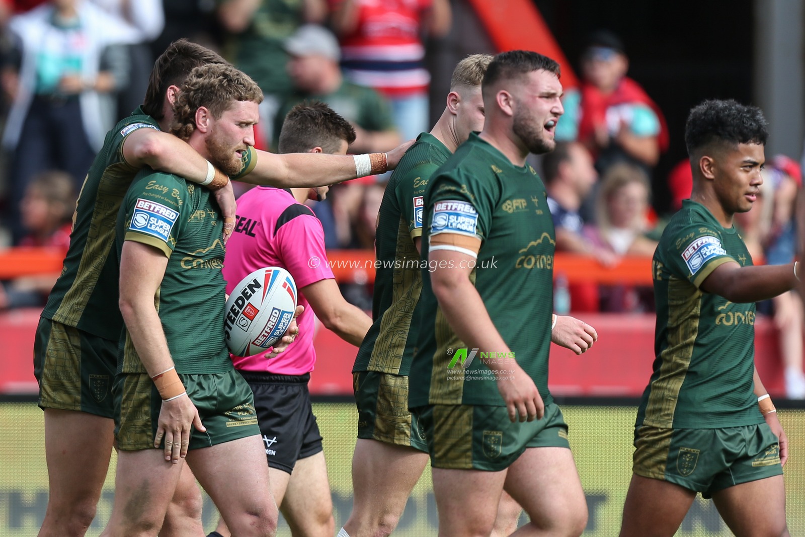 Ethan Ryan #23 of Hull KR  celebrates his first try of the match