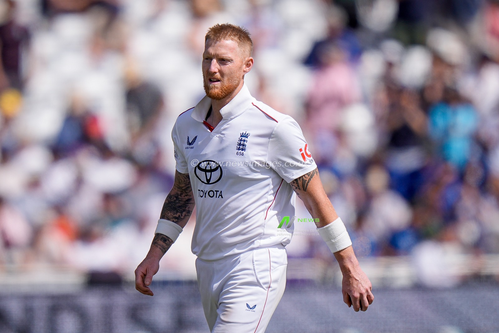 England captain Ben Stokes during the 3rd Rothesay Test Match Day 4 match England vs New Zealand at Trent Bridge, Nottingham, United Kingdom on 28 June 2026

(Photo by Maynard Manyowa/News Images)