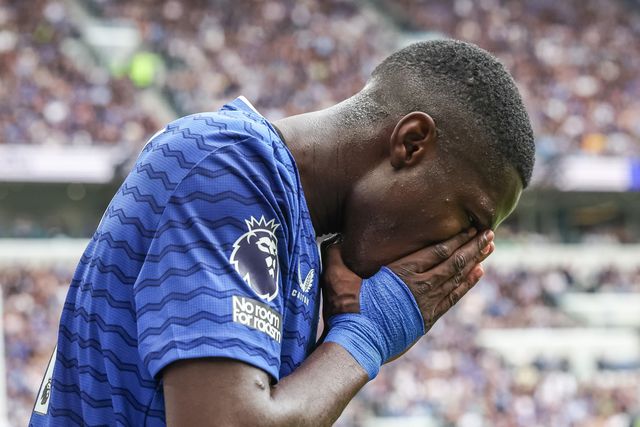 Kiernan Dewsbury-Hall of Everton reacts after missing in front of goal during the Pre-season friendly match Everton vs A.S. Roma at Hill Dickinson Stadium, Liverpool, United Kingdom, 9th August 2025

(Photo by Mark Cosgrove/News Images)