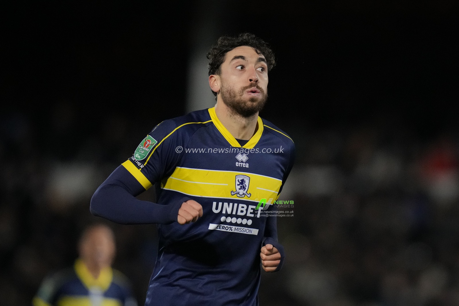 Matt Crooks #25 of Middlesbrough celebrates after he scores a goal to make it 0-3 during the Carabao Cup Quarter Final match Port Vale vs Middlesbrough at Vale Park, Burslem, United Kingdom, 19th December 2023

(Photo by Steve Flynn/News Images)