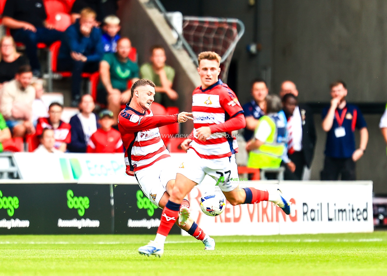 Luke Molyneux of Doncaster Rovers passes the ball during the Sky Bet League 1 match Doncaster Rovers vs Exeter City at Eco-Power Stadium, Doncaster, United Kingdom, 2nd August 2025

(Photo by Richard Bierton/News Images)
